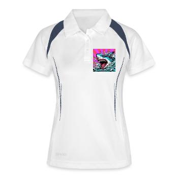 Requin - Polo respirant Femme - blanc/marine - Devant