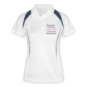 OHNE KATZENHAARE, KATZE, CATLOVER, KATZEN, CAT - Frauen Polo atmungsaktiv - Weiß/Navy - Vorne