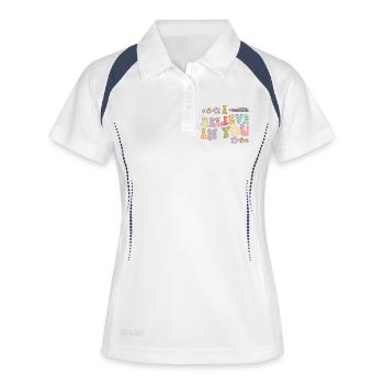 Fleurs rétro Believe In You - Polo respirant Femme - blanc/marine - Devant