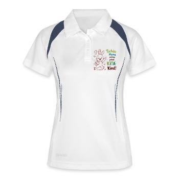Kita Abschied Bunny Tschüss Mama - Frauen Polo atmungsaktiv - Weiß/Navy - Vorne
