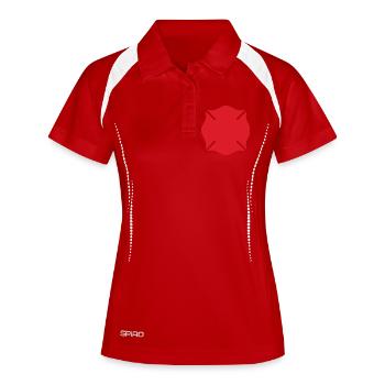 Pompier Maltese Cross Solid Badge Safety Symbo - Polo respirant Femme - blanc/marine - Devant