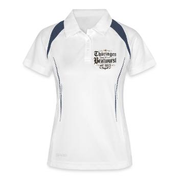 Thüringen Bratwurst Heritage 1613 - Frauen Polo atmungsaktiv - Weiß/Navy - Vorne