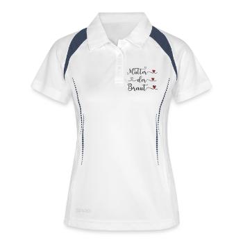 Mutter der Braut handgeschriebener Schriftzug mit  - Frauen Polo atmungsaktiv - Weiß/Navy - Vorne