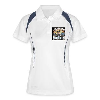 Geboren um zu Zocken - Frauen Polo atmungsaktiv - Weiß/Navy - Vorne