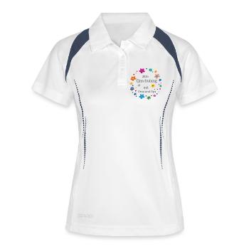 Einschulung 2026  - Frauen Polo atmungsaktiv - Weiß/Navy - Vorne