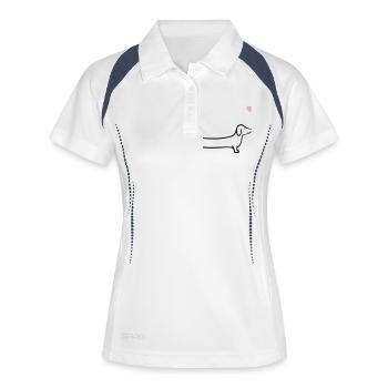Dackel Herz Hunde - Frauen Polo atmungsaktiv - Weiß/Navy - Vorne