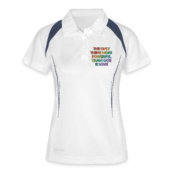 Amour puissant plutôt que haine - Polo respirant Femme - blanc/marine - Devant