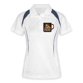 Badge de tasse de café Mountains - Polo respirant Femme - blanc/marine - Devant