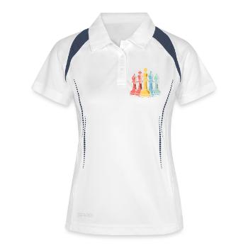 Aspect comique des pièces d’échecs - Polo respirant Femme - blanc/marine - Devant