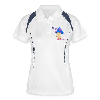 Magischer Pilz mit Zauberstab - Frauen Polo atmungsaktiv - Weiß/Navy - Vorne