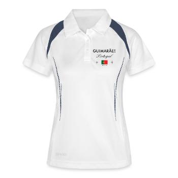 Guimaraes Portugal Koordinaten Reise Souvenir - Frauen Polo atmungsaktiv - Weiß/Navy - Vorne