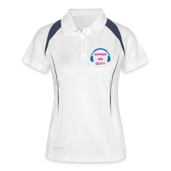 Gamer On Duty Videospiel - Frauen Polo atmungsaktiv - Weiß/Navy - Vorne