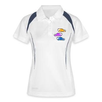 Autos - Frauen Polo atmungsaktiv - Weiß/Navy - Vorne