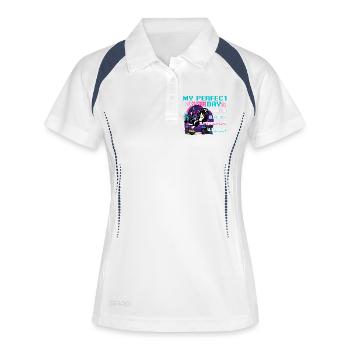 Gamer Gaming Cat Video Game - Frauen Polo atmungsaktiv - Weiß/Navy - Vorne