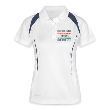 Vorschulkind Countdown Schule wir kommen 2026 - Frauen Polo atmungsaktiv - Weiß/Navy - Vorne
