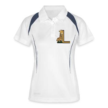 Girafe et L Print - Polo respirant Femme - blanc/marine - Devant