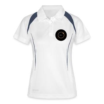 Sonnenfinsternis, Sonne ist gleich zurück - Frauen Polo atmungsaktiv - Weiß/Navy - Vorne