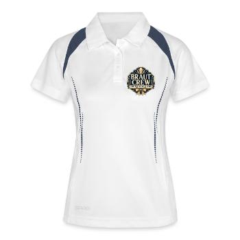 Braut Crew Hochzeitsedition - Frauen Polo atmungsaktiv - Weiß/Navy - Vorne