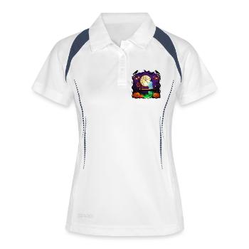 Uhrwerk-Halloween-Geist - Frauen Polo atmungsaktiv - Weiß/Navy - Vorne
