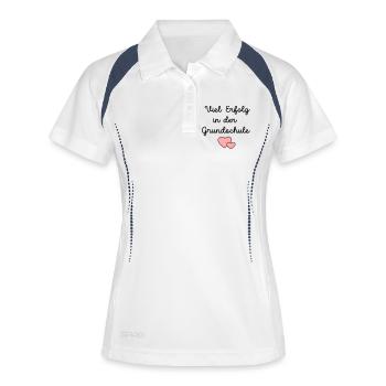 Einschulung Grundschule Schulkind - Frauen Polo atmungsaktiv - Weiß/Navy - Vorne