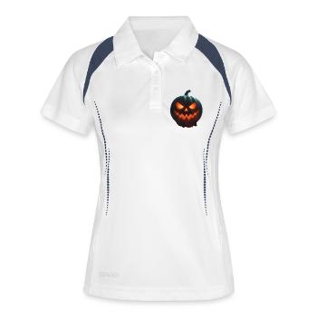 Citrouille Écarlate Rugissante - Polo respirant Femme - blanc/marine - Devant