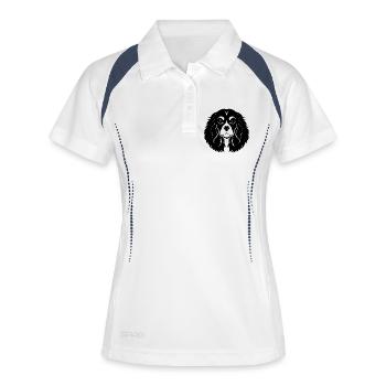 Kavallerier King Charles Spaniel - Frauen Polo atmungsaktiv - Weiß/Navy - Vorne