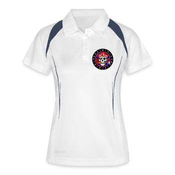 Red Pirate Skull auf Roulette - Frauen Polo atmungsaktiv - Weiß/Navy - Vorne