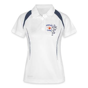 Alles ist möglich – Elefant und Maus - Frauen Polo atmungsaktiv - Weiß/Navy - Vorne