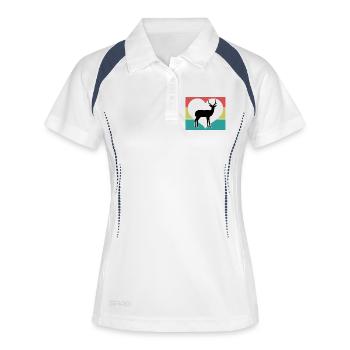 Antilope Herz Vintage Silhouette - Frauen Polo atmungsaktiv - Weiß/Navy - Vorne