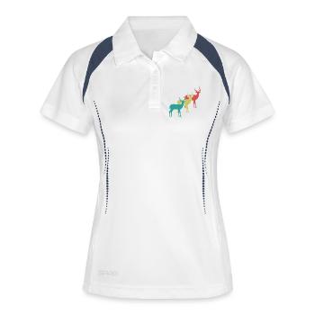 Antilopen Silhouetten Vintage - Frauen Polo atmungsaktiv - Weiß/Navy - Vorne