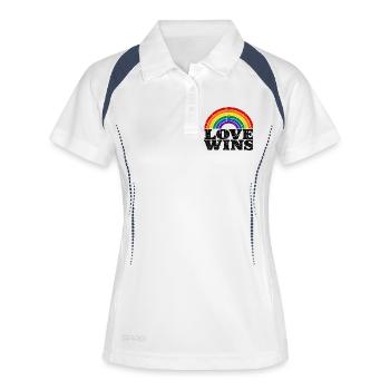 Love Wins Regenbogen CSD Vintage Spruch - Frauen Polo atmungsaktiv - Weiß/Navy - Vorne