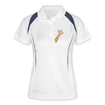 Giraffenhemd, Tierliebhaber-T-Shirt - Frauen Polo atmungsaktiv - Weiß/Navy - Vorne