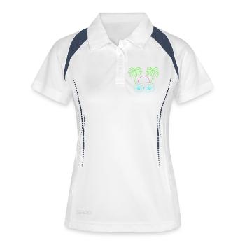 Neon Tropenstrand Sonnenuntergang - Frauen Polo atmungsaktiv - Weiß/Navy - Vorne