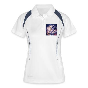 Himmlischer Nephalim‑Panda mit Wolkenbabys - Frauen Polo atmungsaktiv - Weiß/Navy - Vorne