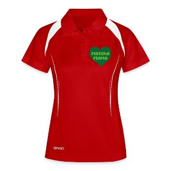 Cœur de Mama Matcha - Polo respirant Femme - blanc/marine - Devant