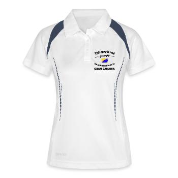 Farbklecks Gran Canaria Flagge - Frauen Polo atmungsaktiv - Weiß/Navy - Vorne