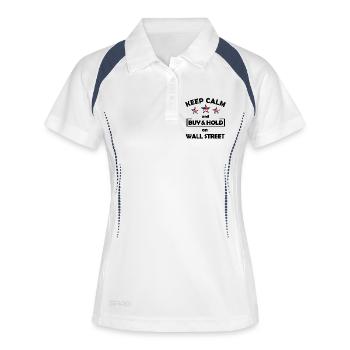 Drei Sterne mit US-Flagge Wall Street - Frauen Polo atmungsaktiv - Weiß/Navy - Vorne