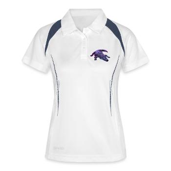 Neon-Krokodil-Aurora - Frauen Polo atmungsaktiv - Weiß/Navy - Vorne