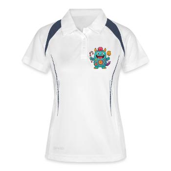 Niedliches Suessigkeiten Monster - Frauen Polo atmungsaktiv - Weiß/Navy - Vorne