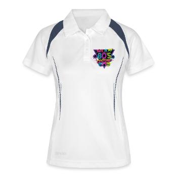 Mein 80er Kostüm Design - Frauen Polo atmungsaktiv - Weiß/Navy - Vorne