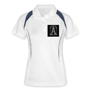 Mains alchimiques en prière et œil mystique - Polo respirant Femme - blanc/marine - Devant