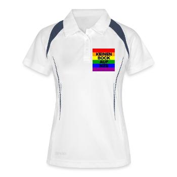 KEINEN BOCK AUF NZS, NO NZS, NO AFD, PRIDE, LGBTQ - Frauen Polo atmungsaktiv - Weiß/Navy - Vorne