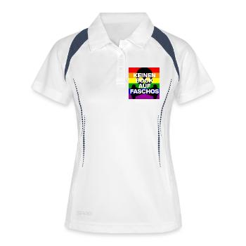 KEINEN BOCK AUF NZS, NO NZS, NO AFD, SKULL SCHWARZ - Frauen Polo atmungsaktiv - Weiß/Navy - Vorne