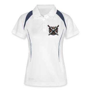 Kreuzklingen Schildemblem - Frauen Polo atmungsaktiv - Weiß/Navy - Vorne