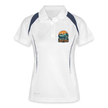 Nächster Halt Abenteuer Zugreise - Frauen Polo atmungsaktiv - Weiß/Navy - Vorne
