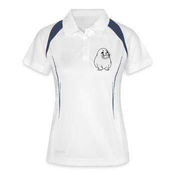 Moppelige Robbe One Line Tiermotiv - Frauen Polo atmungsaktiv - Weiß/Navy - Vorne