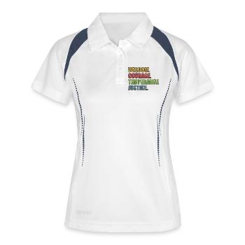 4 Stoic Virtues Retro Rainbow - Frauen Polo atmungsaktiv - Weiß/Navy - Vorne