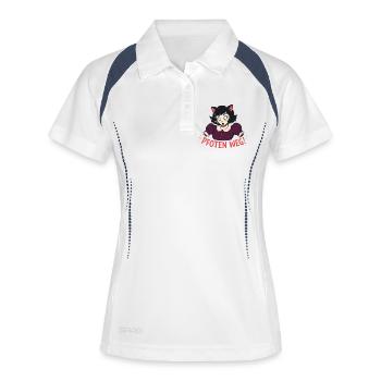 Pfoten Weg! – Katzen Frau Party Statement - Frauen Polo atmungsaktiv - Weiß/Navy - Vorne