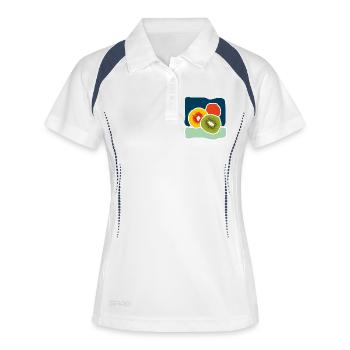 Bunte Kiwis – Fruchtige Pop-Illustration - Frauen Polo atmungsaktiv - Weiß/Navy - Vorne