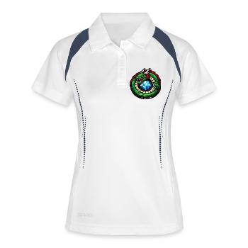 Grüner Drache mit Diamant - Frauen Polo atmungsaktiv - Weiß/Navy - Vorne